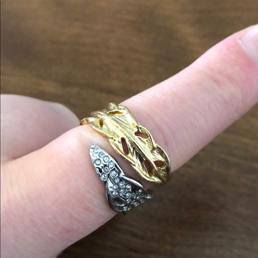 Two-Tone Feather Wrap Ring